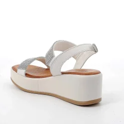 Woman Igi&Co Wedges-Women'S Leather Wedge Sandals Milk