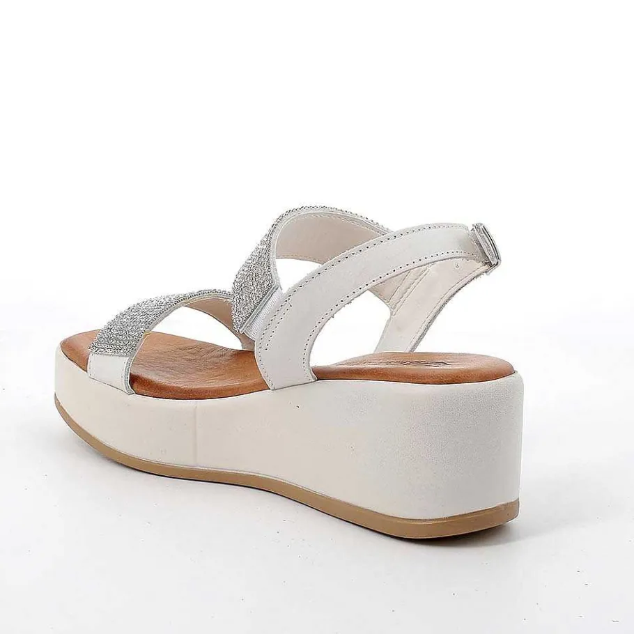 Woman Igi&Co Wedges-Women'S Leather Wedge Sandals Milk