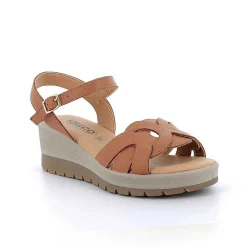 Woman Igi&Co Wedges-Women'S Leather Wedge Sandals Tan