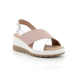 Woman Igi&Co Wedges-Women'S Leather Wedge Sandals Powder-White
