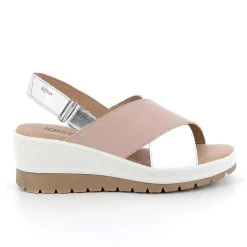 Woman Igi&Co Wedges-Women'S Leather Wedge Sandals Powder-White