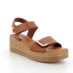 Woman Igi&Co Wedges-Women'S Leather Wedge Sandals Tan