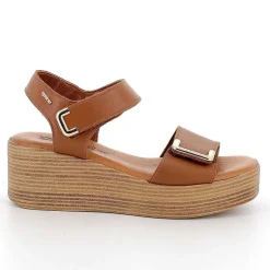 Woman Igi&Co Wedges-Women'S Leather Wedge Sandals Tan