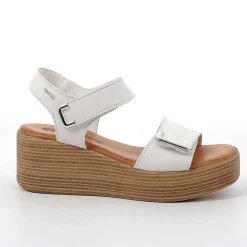 Woman Igi&Co Wedges-Women'S Leather Wedge Sandals Milk