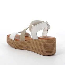 Woman Igi&Co Wedges-Women'S Leather Wedge Sandals Milk