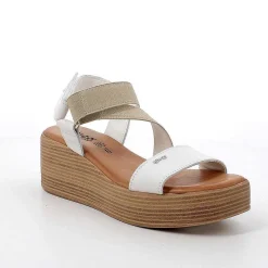 Woman Igi&Co Wedges-Women'S Leather Wedge Sandals Milk