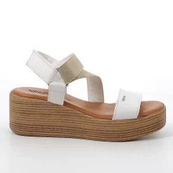 Woman Igi&Co Wedges-Women'S Leather Wedge Sandals Milk