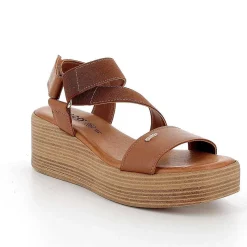 Woman Igi&Co Wedges-Women'S Leather Wedge Sandals Tan