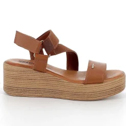 Woman Igi&Co Wedges-Women'S Leather Wedge Sandals Tan