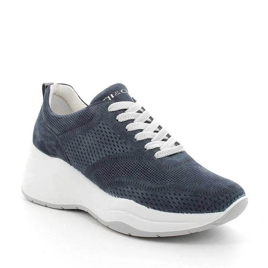 Woman Igi&Co Wedges-Women'S Leather Wedge Sneakers Jeans