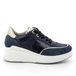 Woman Igi&Co Wedges-Women'S Leather Wedge Sneakers Jeans
