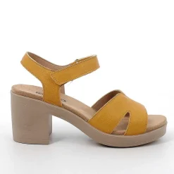 Woman Igi&Co Heeled Shoes-Yellow Women'S Leather Heeled Sandals