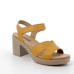 Woman Igi&Co Heeled Shoes-Yellow Women'S Leather Heeled Sandals