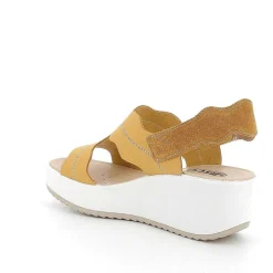 Woman Igi&Co Wedges-Yellow Women'S Leather Wedge Sandals