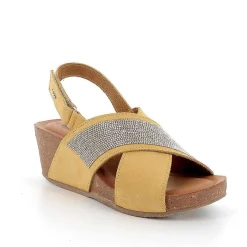 Woman Igi&Co Wedges-Yellow Women'S Leather Wedge Sandals
