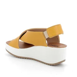 Woman Igi&Co Wedges-Yellow Women'S Leather Wedge Sandals