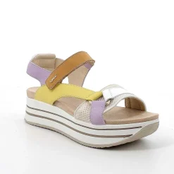 Woman Igi&Co Wedges-Yellow-Ochre Women'S Leather Wedge Sandals