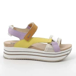 Woman Igi&Co Wedges-Yellow-Ochre Women'S Leather Wedge Sandals
